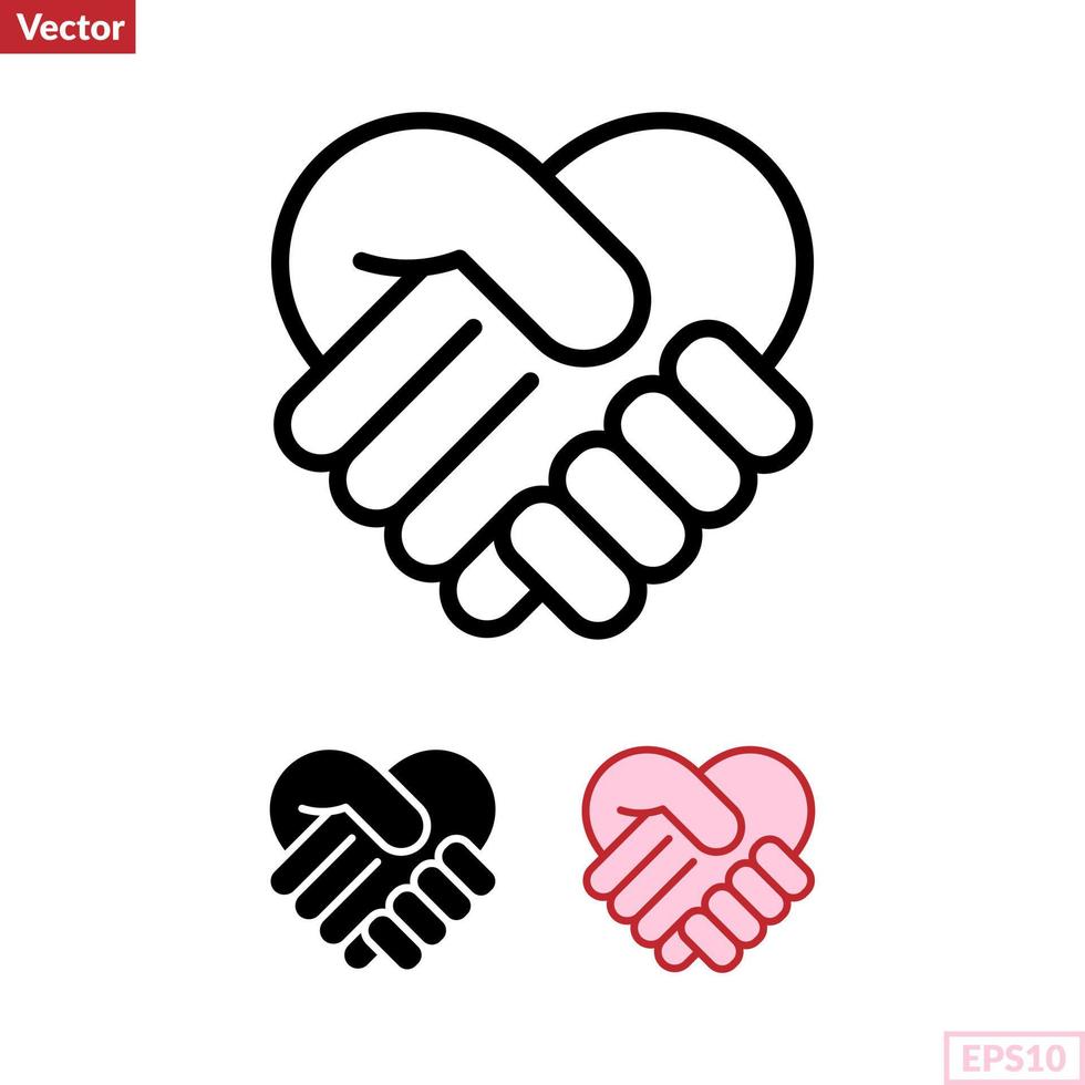 Handshake, heart symbol icon vector illustration