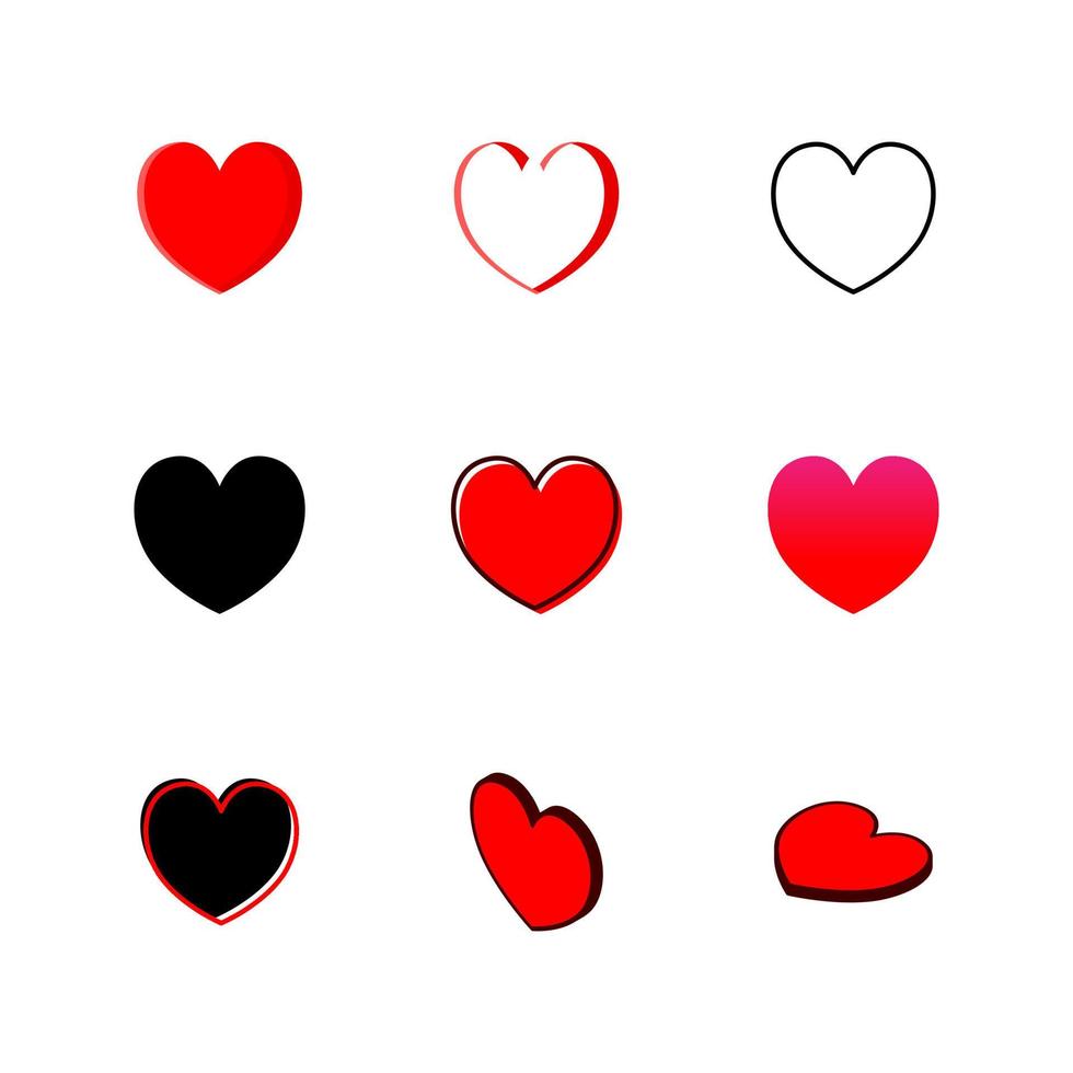 collection of Romantic Heart Icon vector flat design in trendy style for Marriage Celebration