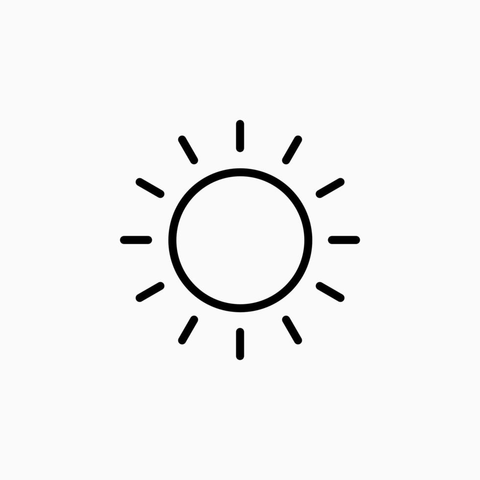 icono de sol de línea para brillo, vector de icono de ajuste de intensidad