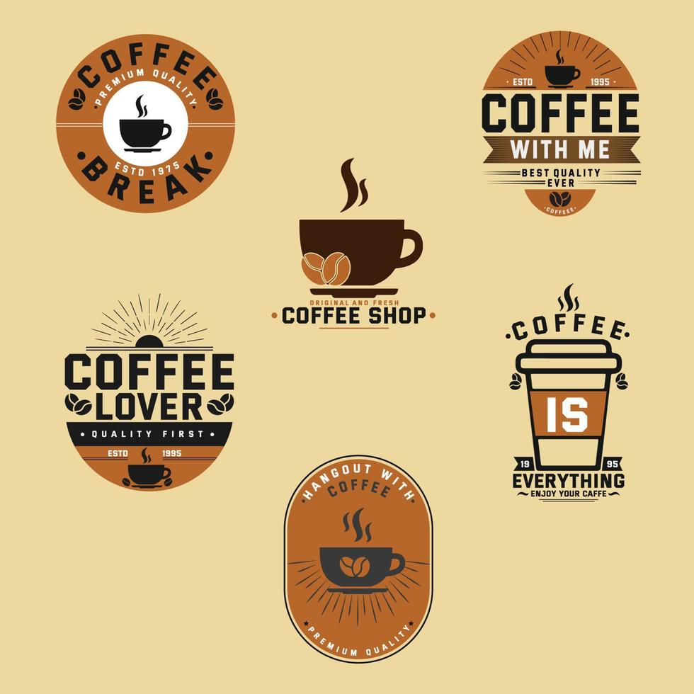 Coffee badges and vintage sticker design vector