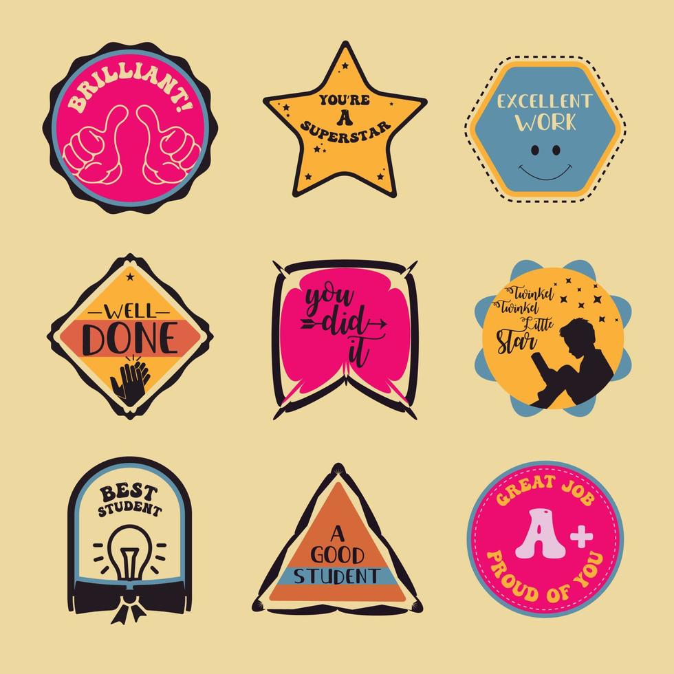 Typography lettering productivity sticker design pack vector