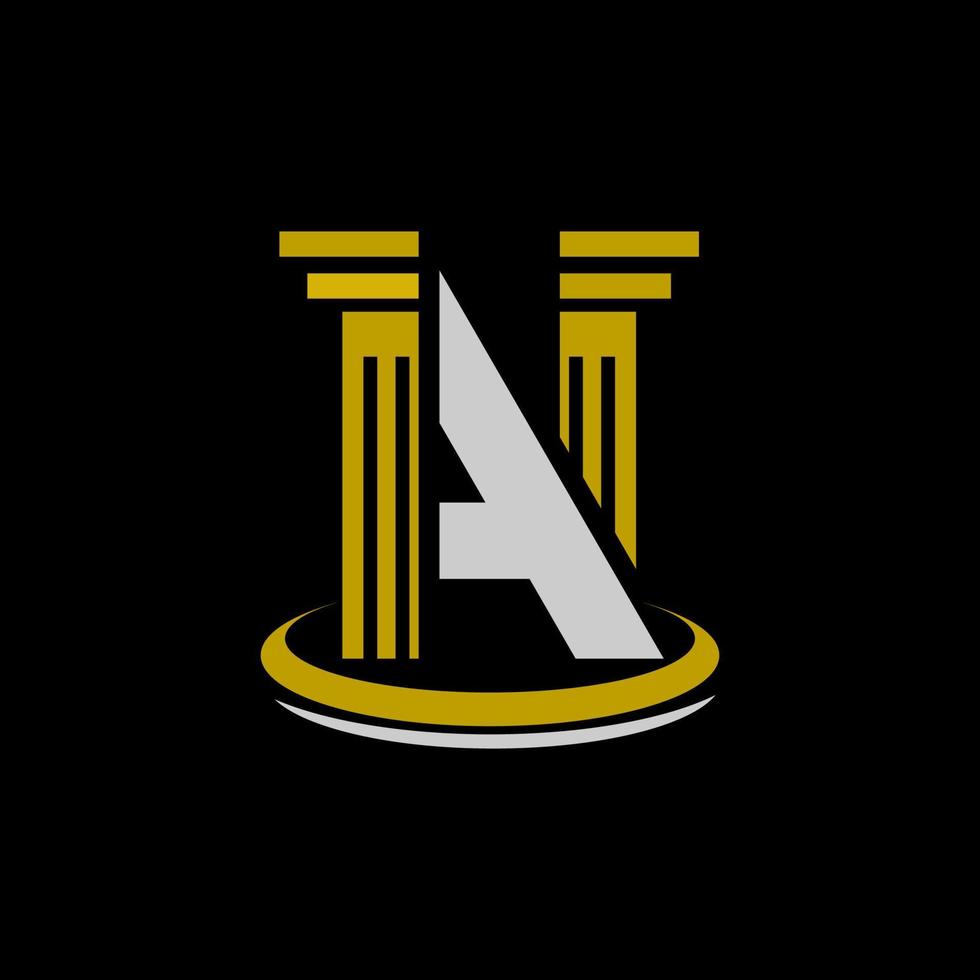 This is a logo with the initials letter A with two pillars on a law background vector