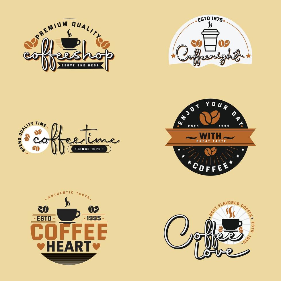 café insignias y Clásico pegatina diseño vector