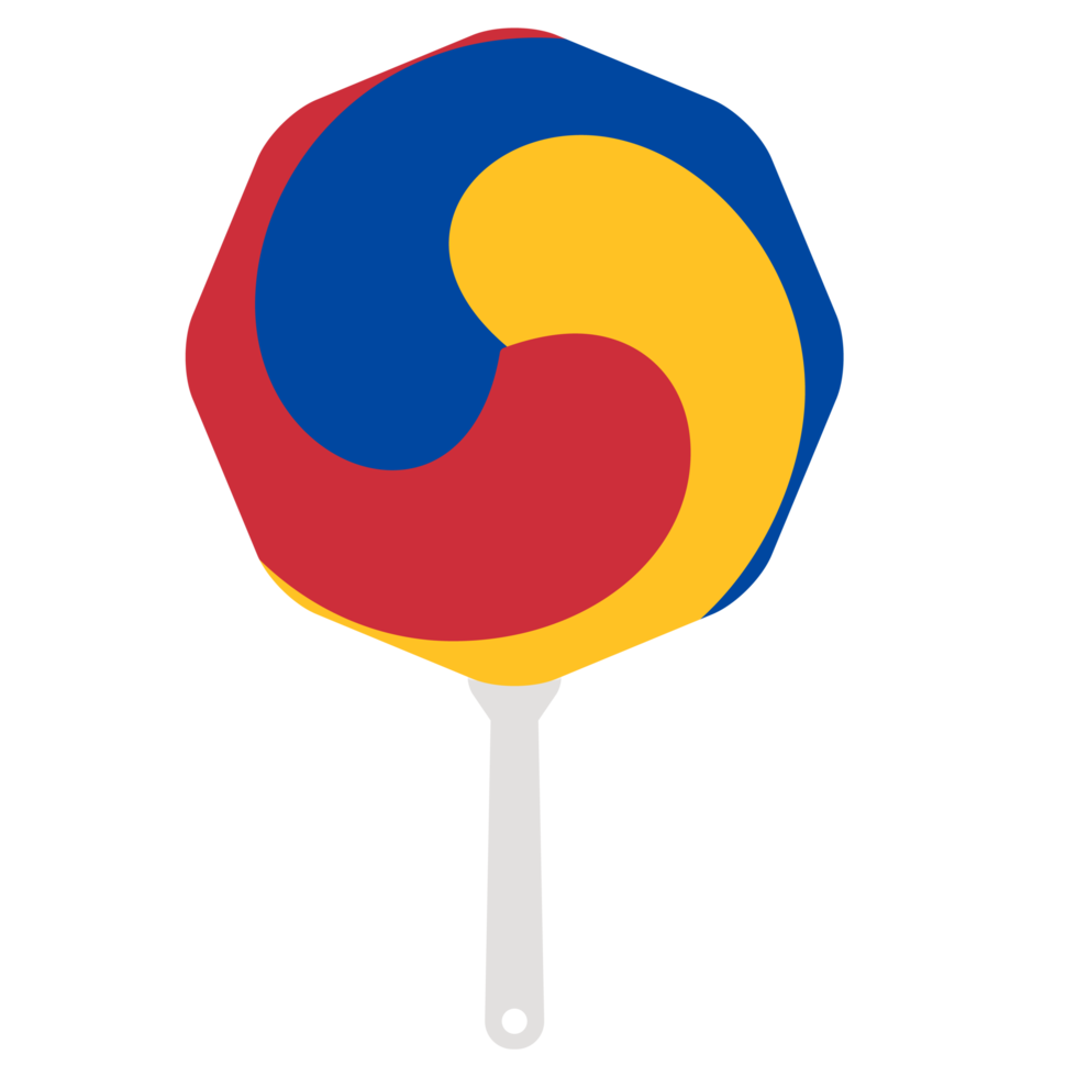 Aesthetic Manual Handle Hand Fan Sam Taeguk Flag png