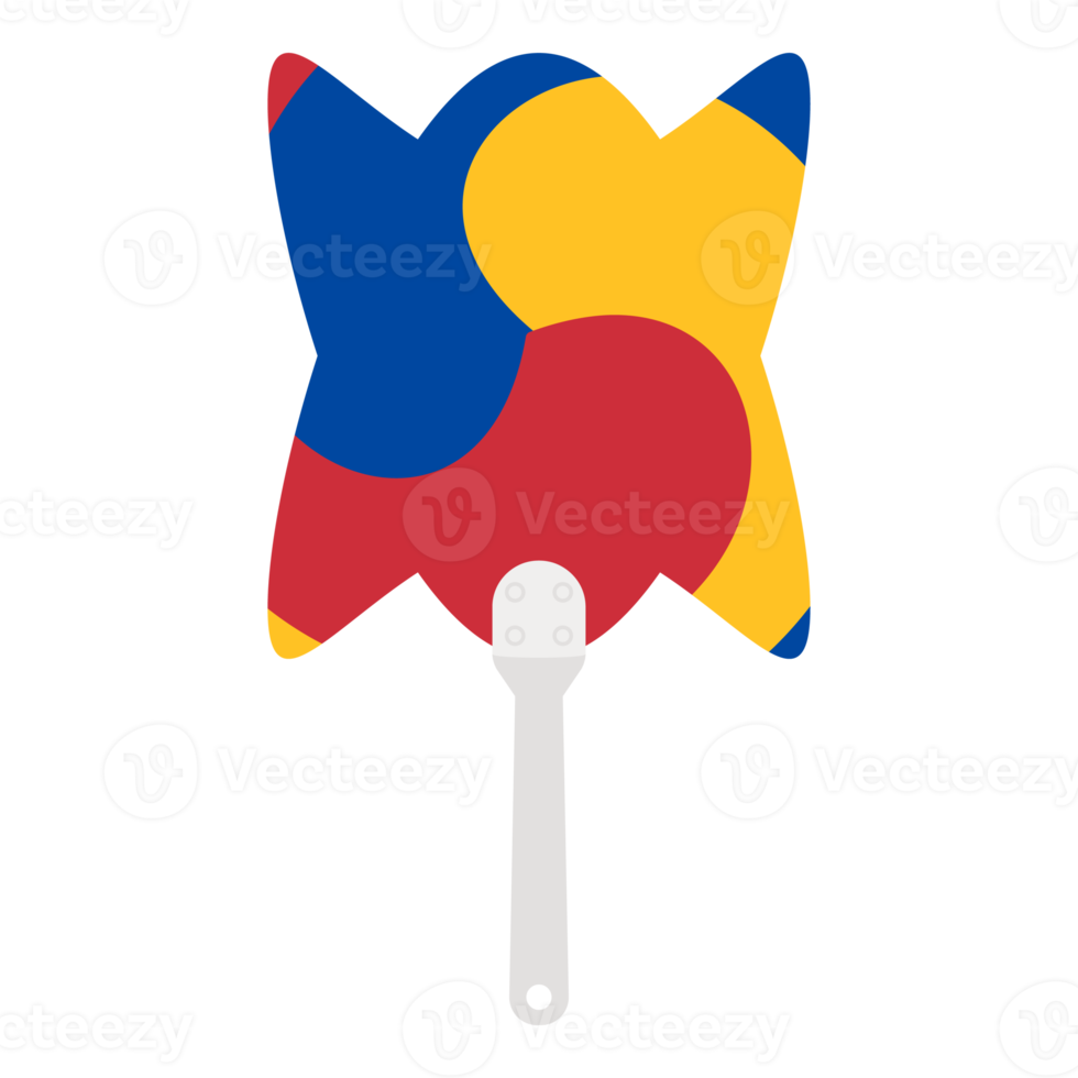 Aesthetic Manual Handle Hand Fan Sam Taeguk Flag png