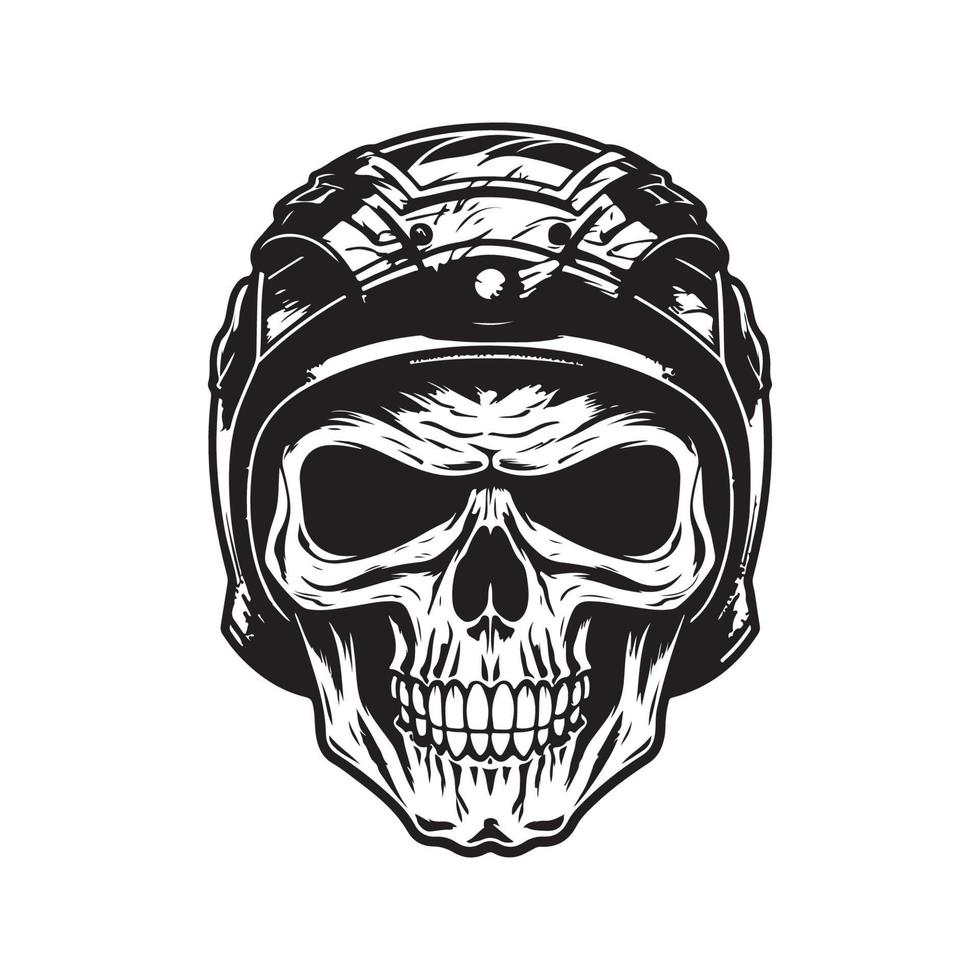 skull biker, vector concept digital art, hand drawn illustration