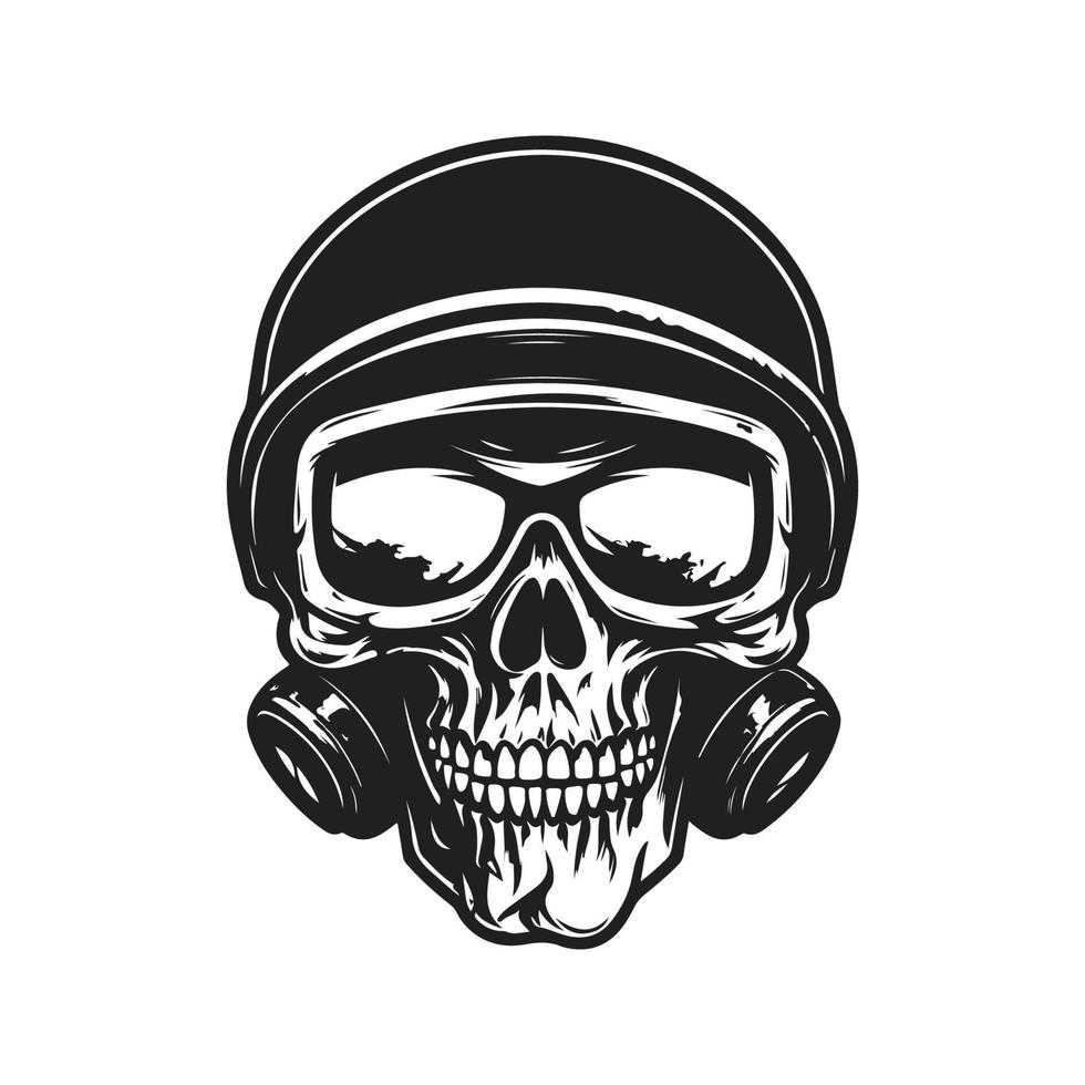 skull biker, vector concept digital art, hand drawn illustration