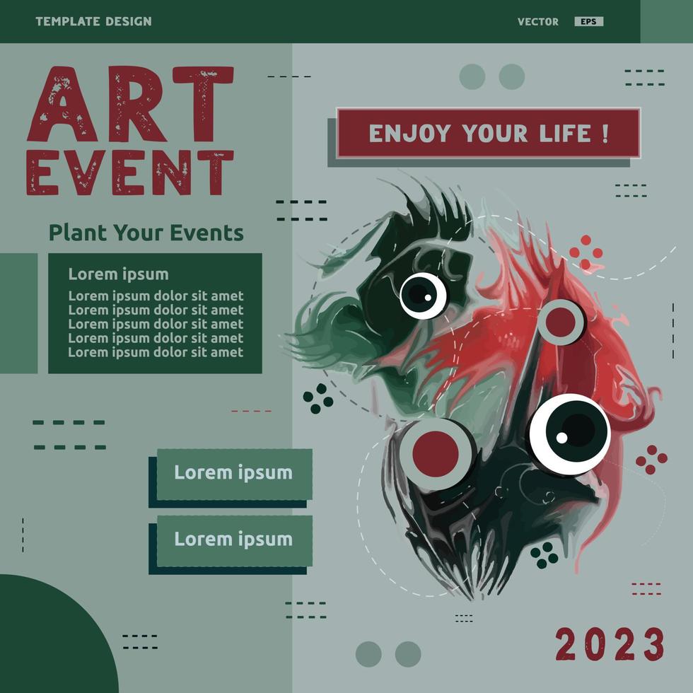 Design art event social media post templates. Abstrack Template design suitable for celebrations and arts Activity plans vector