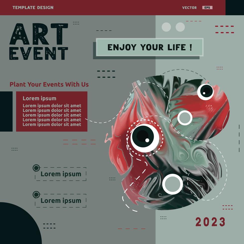 Design art event social media post templates. Abstrack Template design suitable for celebrations and arts Activity plans vector