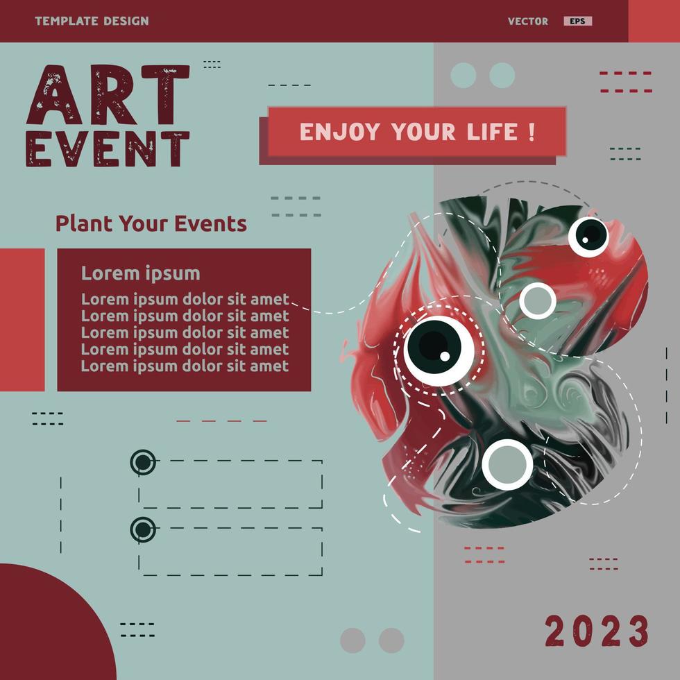 Design art event social media post templates. Abstrack Template design suitable for celebrations and arts Activity plans vector