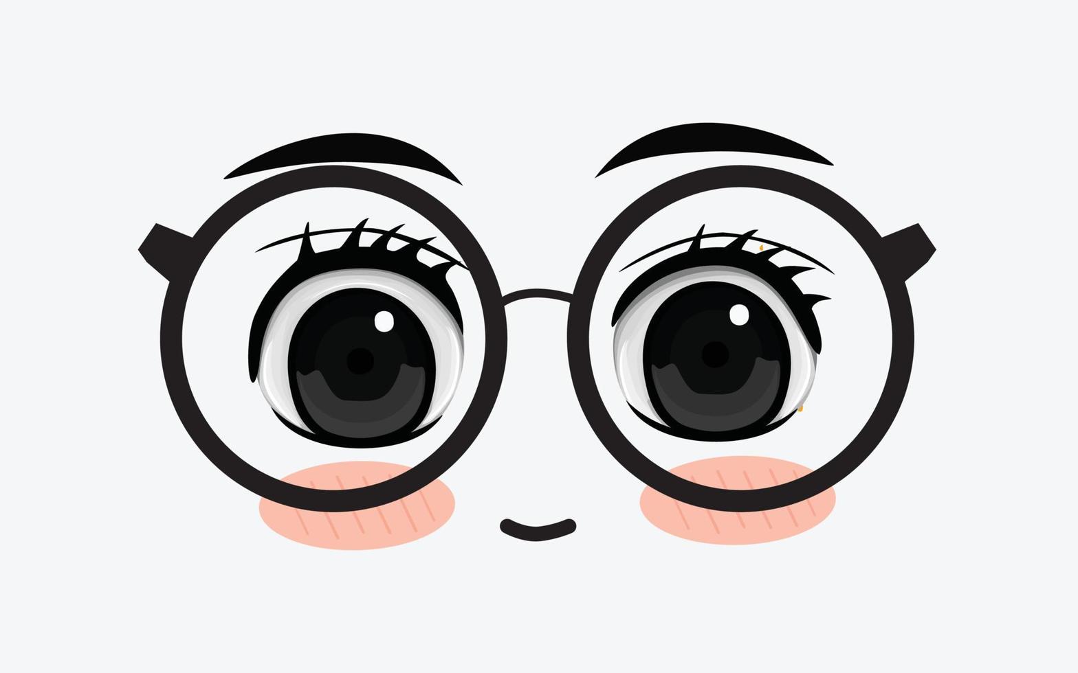 Vector of cute facial expressions by using glasses