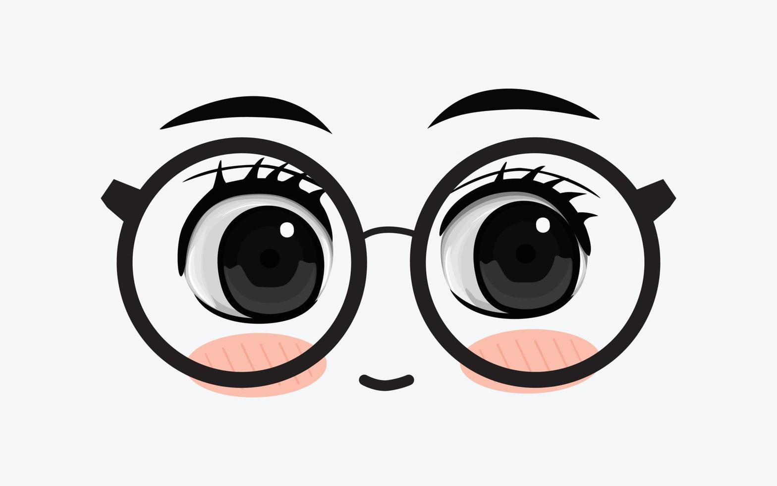 Vector of cute facial expressions by using glasses
