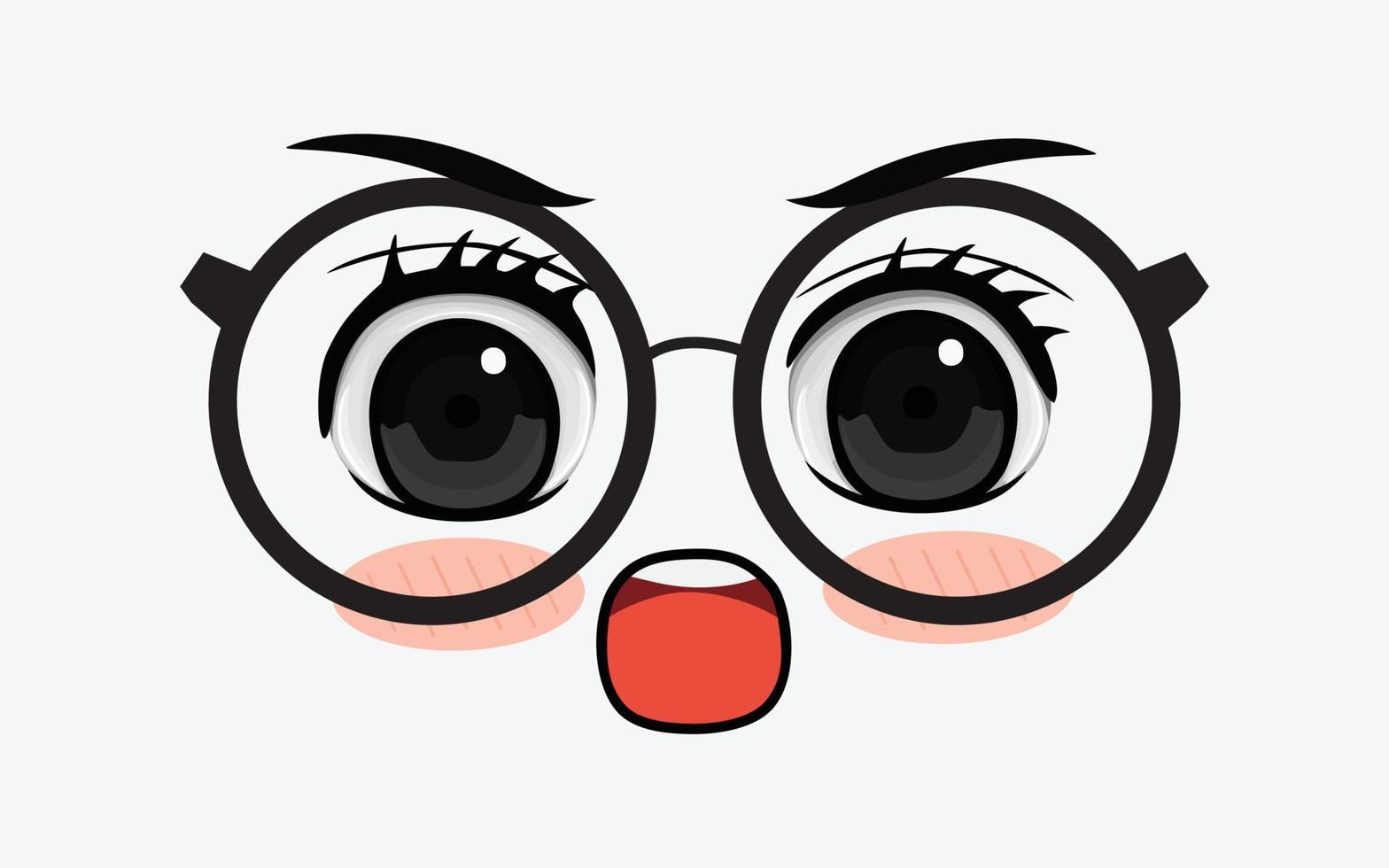 Vector of cute facial expressions by using glasses