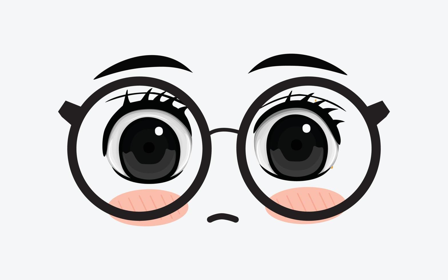 Vector of cute facial expressions by using glasses