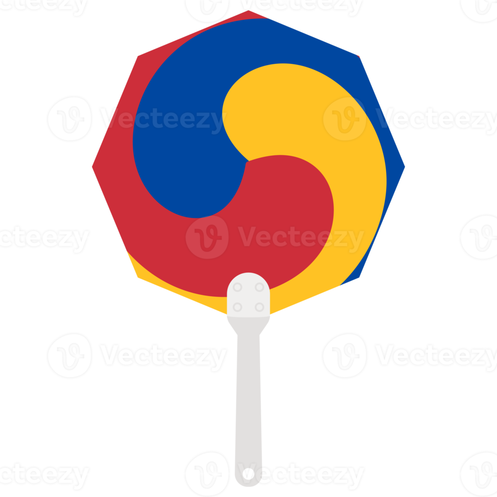 Aesthetic Manual Handle Hand Fan Sam Taeguk Flag png