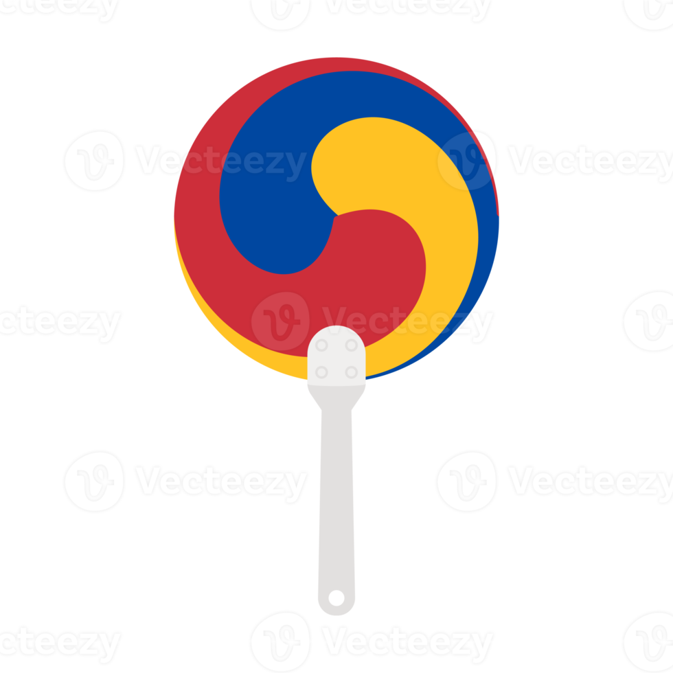 Aesthetic Manual Handle Hand Fan Sam Taeguk Flag png