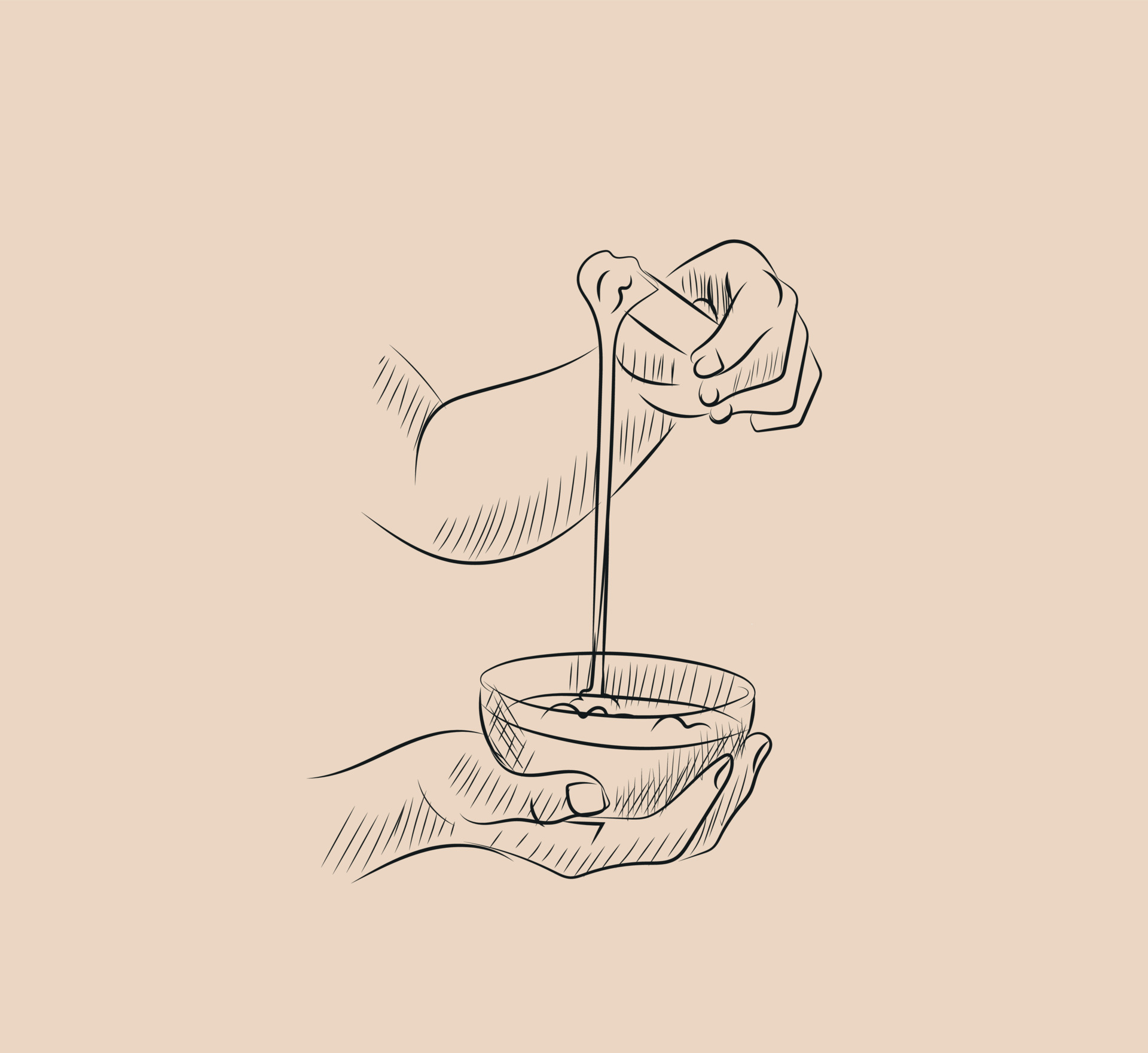 Sketch of applying wax with wax sticc 22015192 Vector Art at Vecteezy