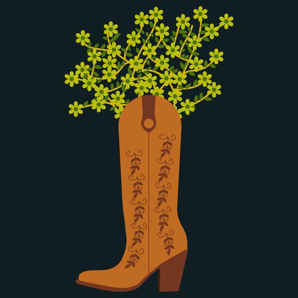 Floral cowboy boot vector