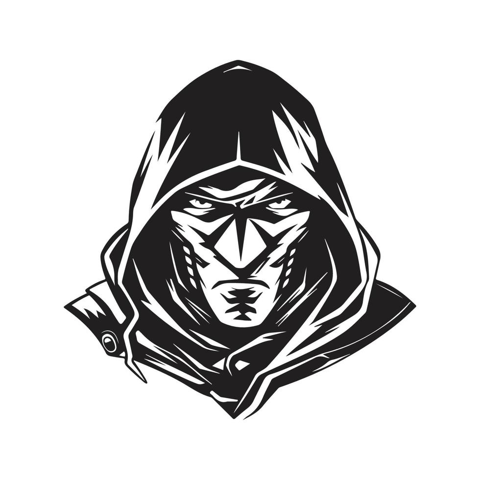 assassin, vector concept digital art, hand drawn illustration