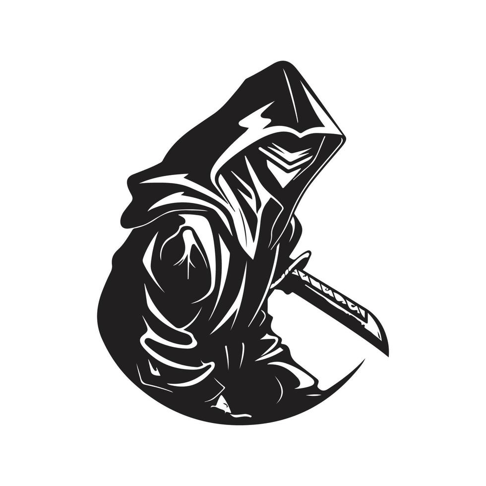 assassin, vector concept digital art, hand drawn illustration