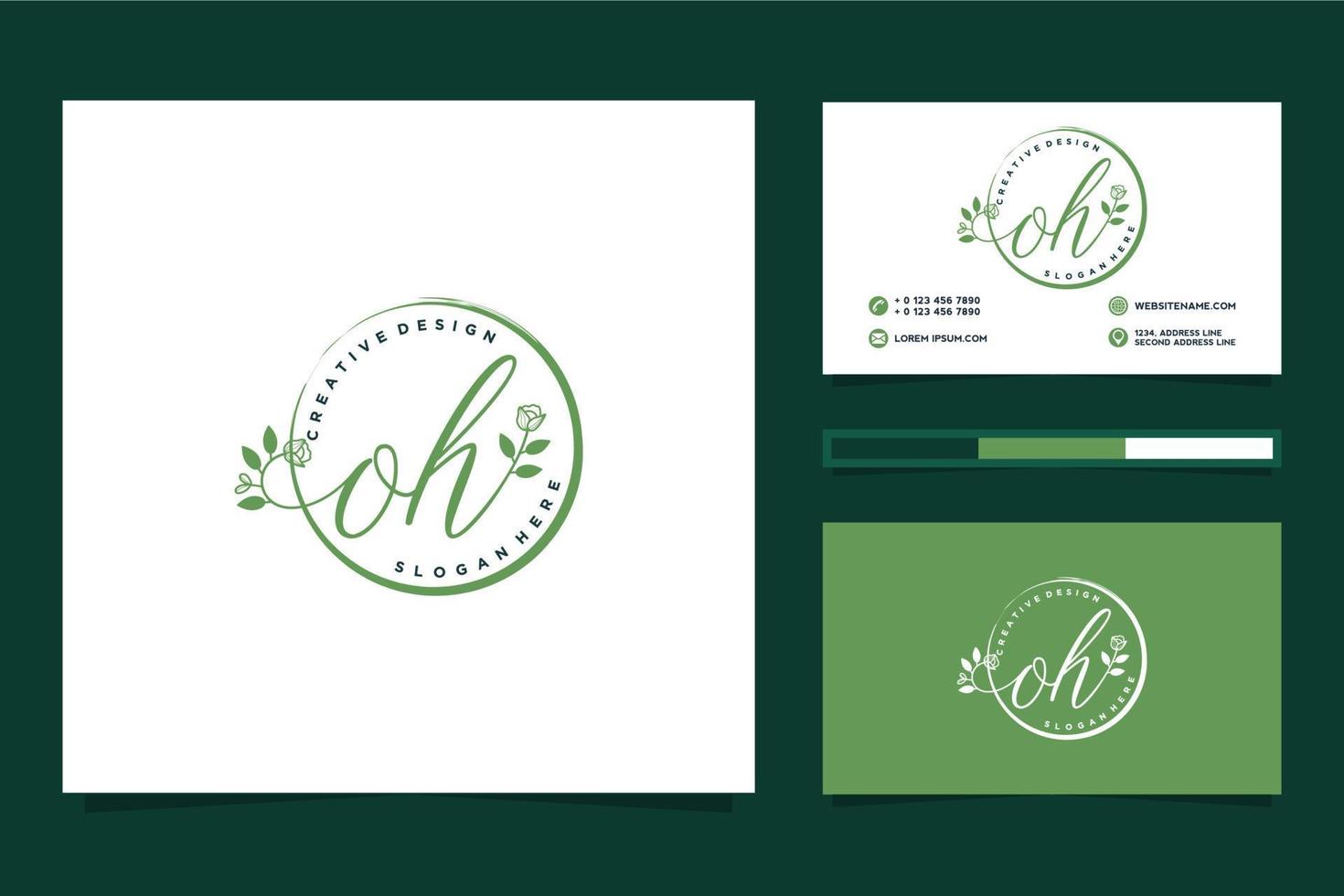 Initial OH Feminine logo collections and business card template Premium Vector
