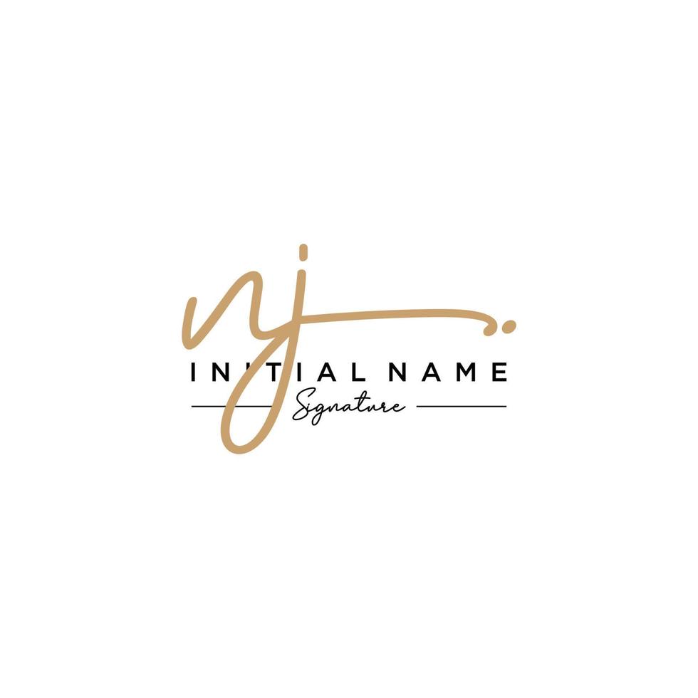 Letter NJ Signature Logo Template Vector