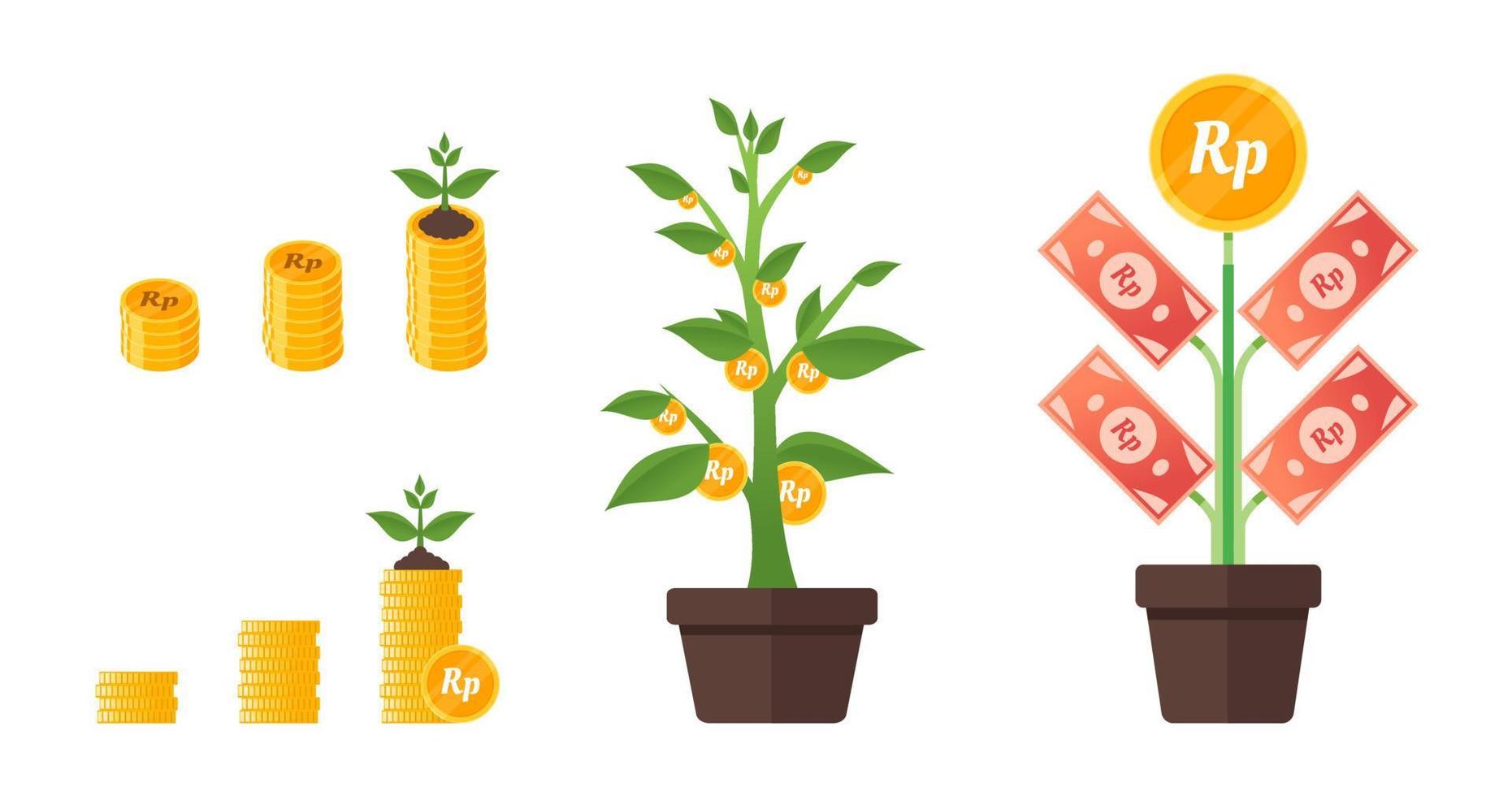 Indonesian Rupiah Money Tree Growing vector