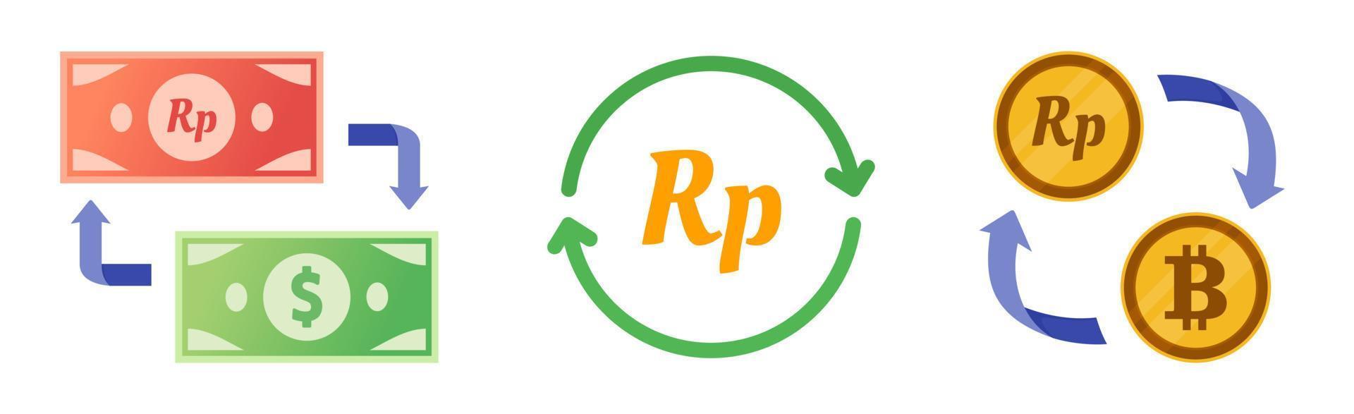 Indonesian Rupiah Foreign Currency and Crypto Exchange vector