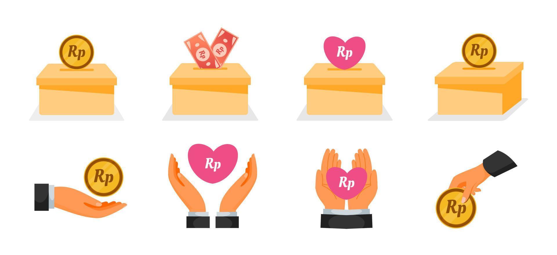 Donation Using Indonesian Rupiah Money Icons vector