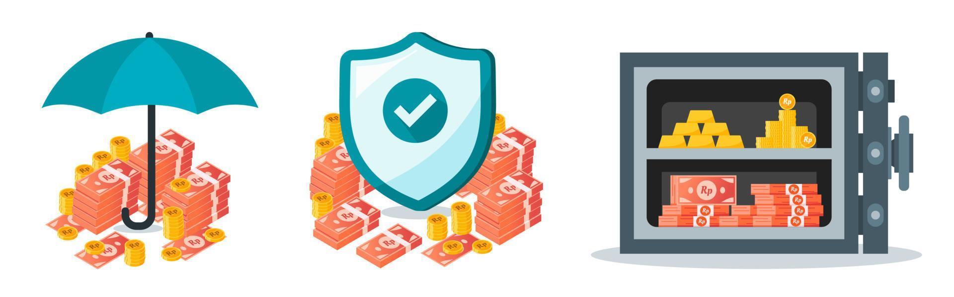 Indonesian Rupiah Money Protection and Security Set vector