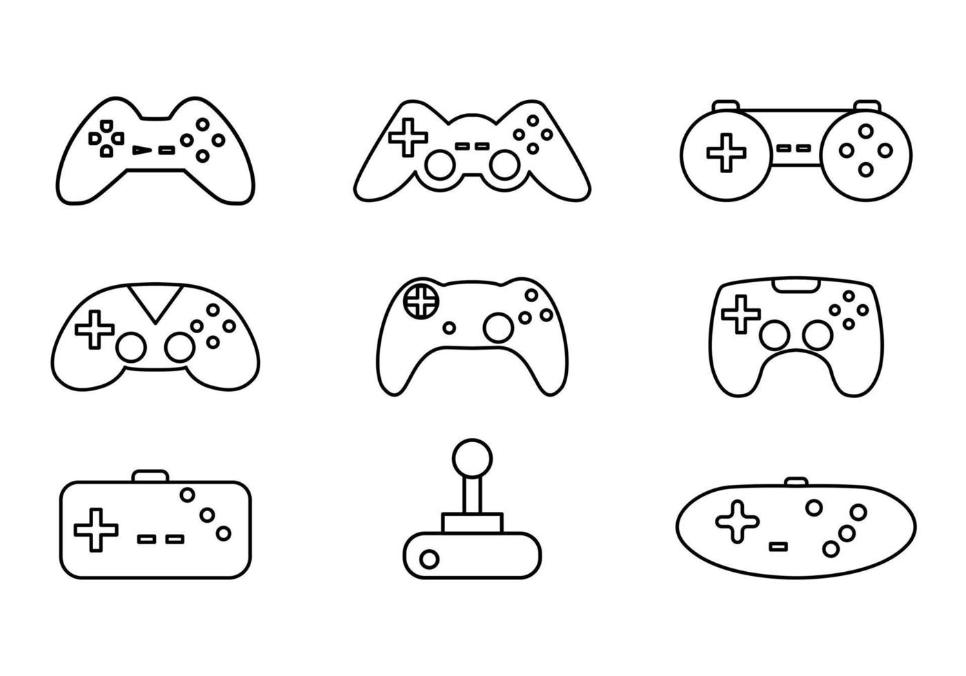 Simple and flat gaming symbol. Game controller icon vector set. Joystick vector