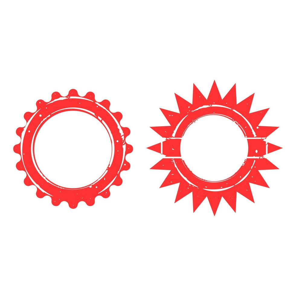 Set of stamp frame. Red post stamp with sun or flower style vector