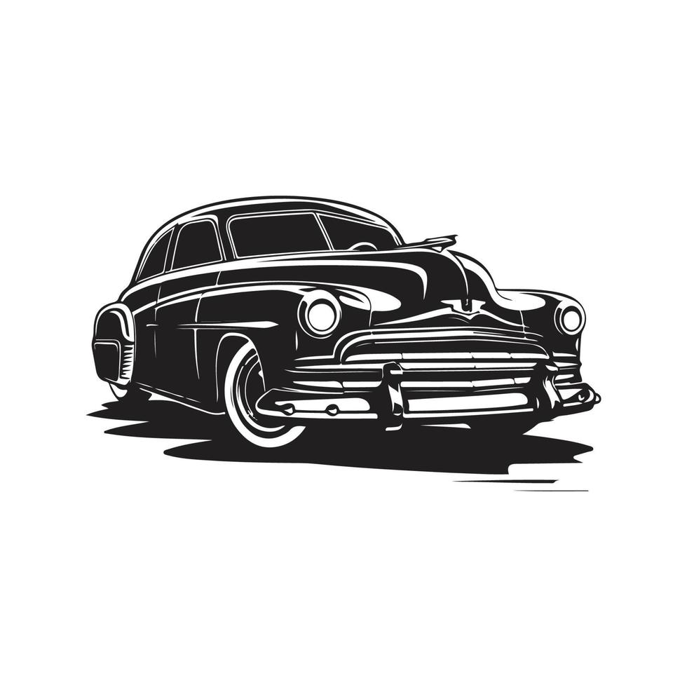 classic car, vector concept digital art, hand drawn illustration