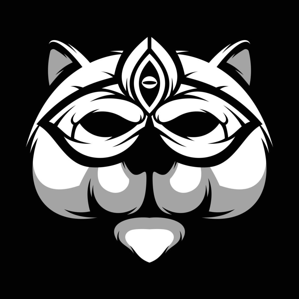 Bear Mask Black and White Mascot Design vector