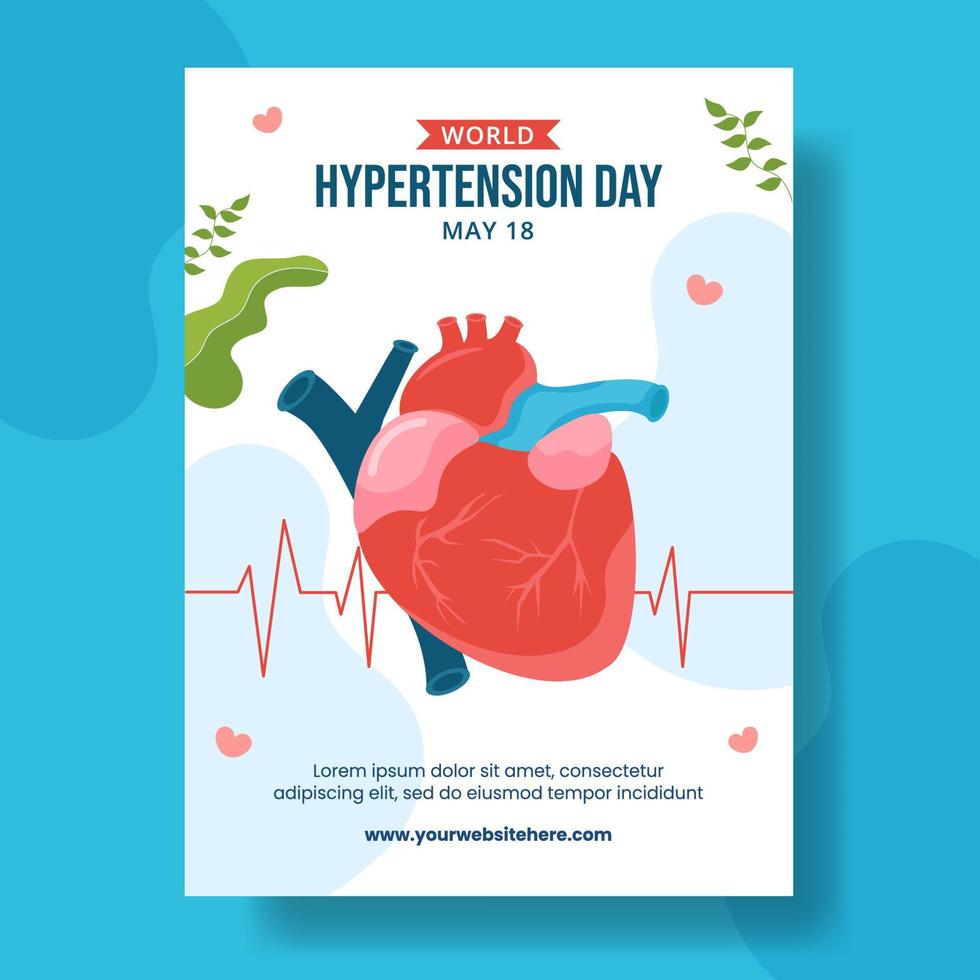 World Hypertension Day Vertical Poster Flat Cartoon Hand Drawn Templates Background Illustration vector