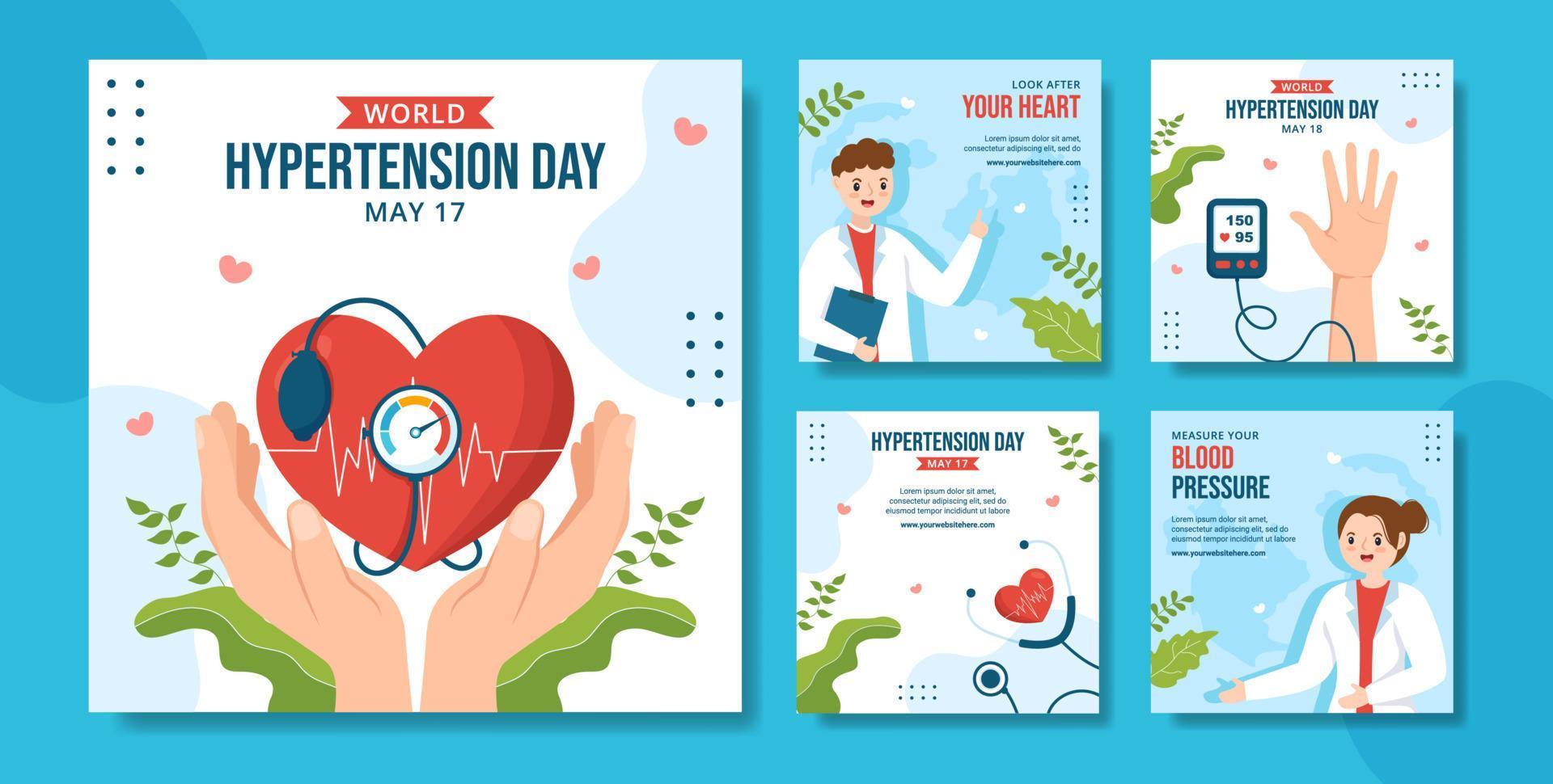 World Hypertension Day Social Media Post Flat Cartoon Hand Drawn Templates Background Illustration vector