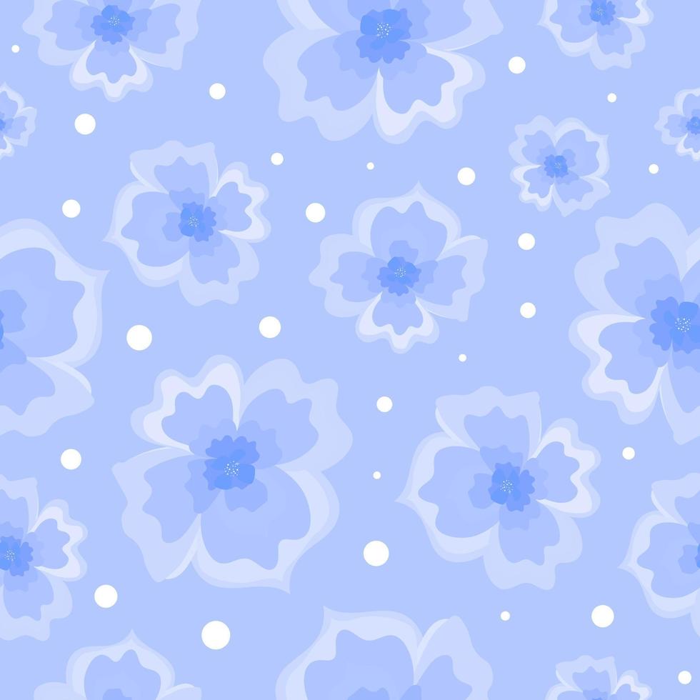 Seamless pattern with large delicate blue flowers. Design of fabric, packaging, covers. vector