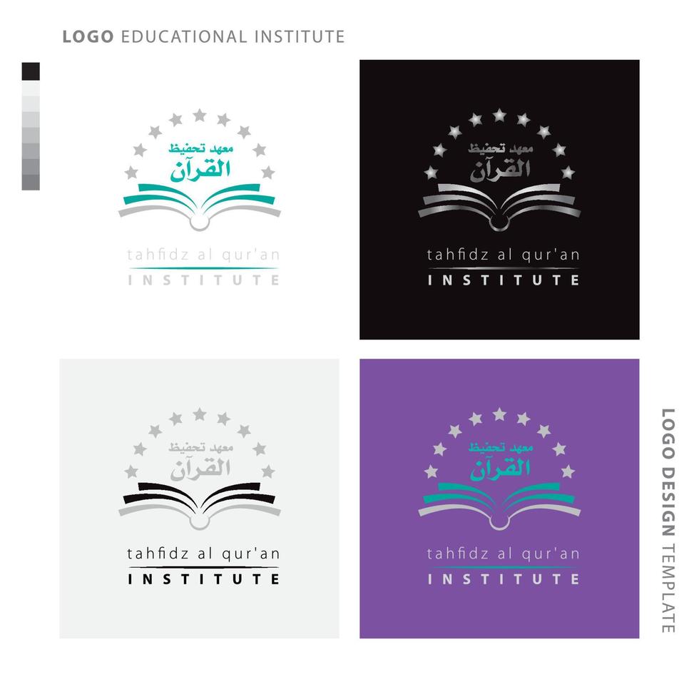 educational institutions logo, school, academy logo with stars from opened book vector