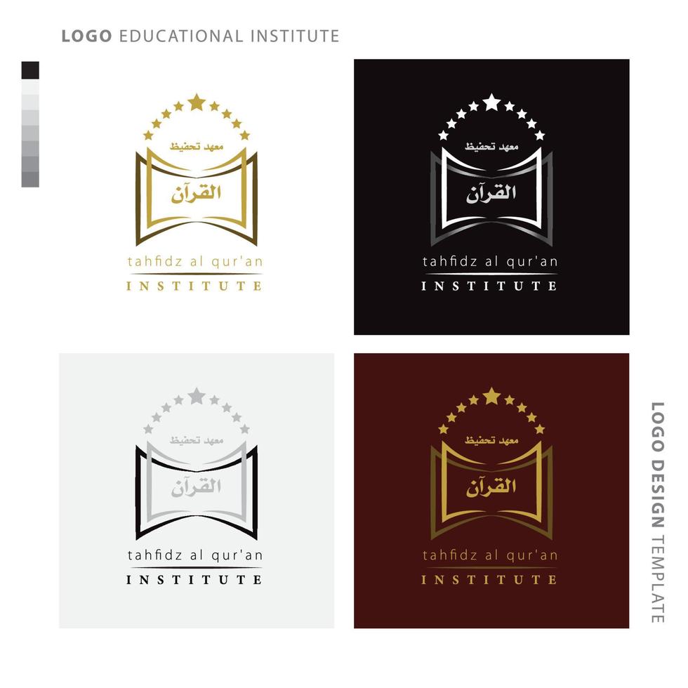 educational institutions logo, school, academy logo with stars from opened book vector