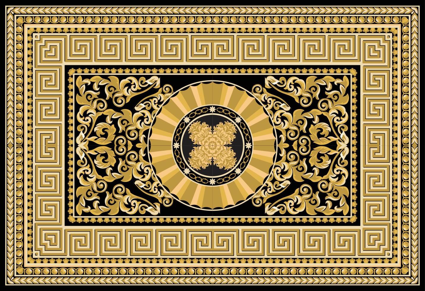 Golden Black Floral Pattern Design vector