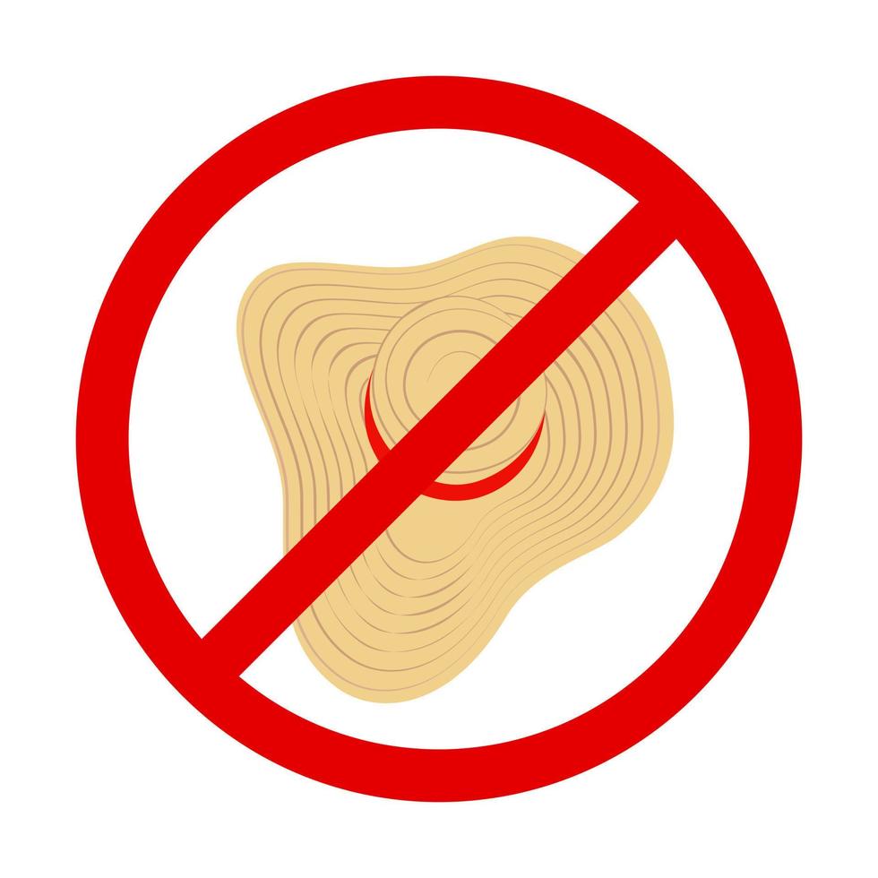 Summer hat with a wide brim and stripes around under the ban sign. Sticker. Icon. Isolate. Vector