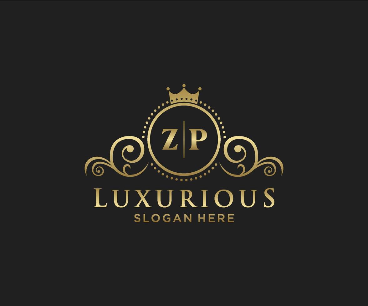 Initial ZP Letter Royal Luxury Logo template in vector art for Restaurant, Royalty, Boutique, Cafe, Hotel, Heraldic, Jewelry, Fashion and other vector illustration.