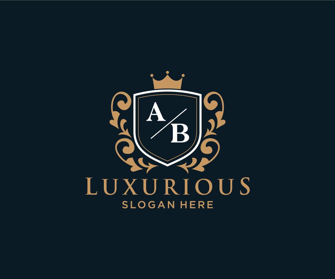 Initial AB Letter Royal Luxury Logo template in vector art for Restaurant, Royalty, Boutique, Cafe, Hotel, Heraldic, Jewelry, Fashion and other vector illustration.