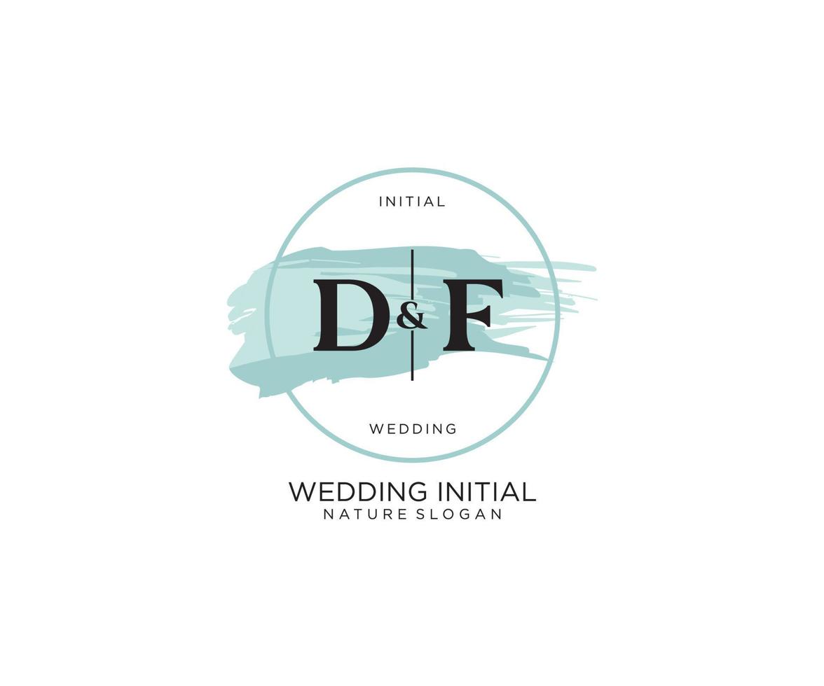 Initial DF Letter Beauty vector initial logo, handwriting logo of initial signature, wedding, fashion, jewerly, boutique, floral and botanical with creative template for any company or business.