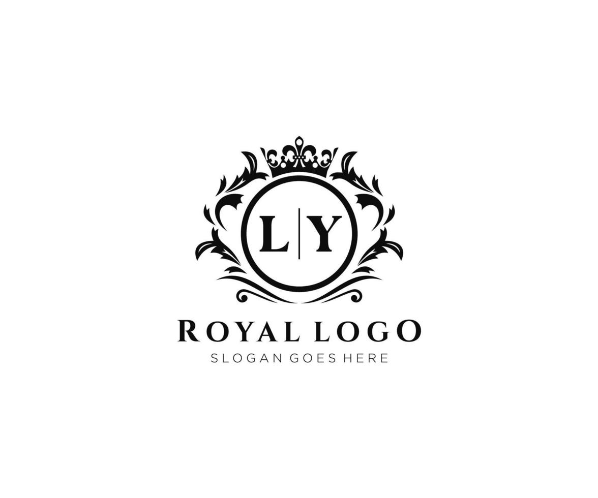 inicial ly letra lujoso marca logo plantilla, para restaurante, realeza, boutique, cafetería, hotel, heráldico, joyas, Moda y otro vector ilustración.