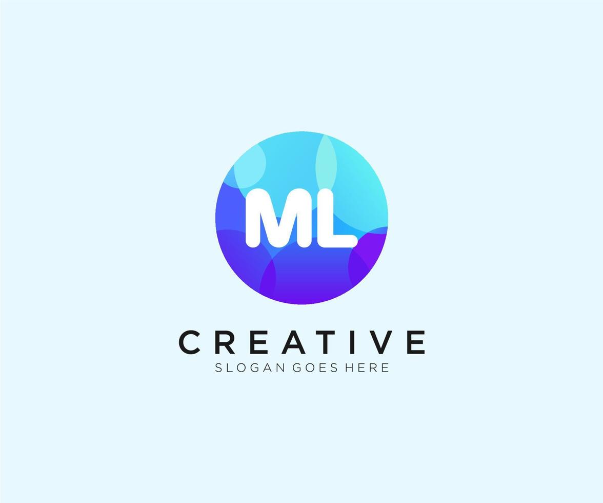 ML initial logo With Colorful Circle template vector. vector