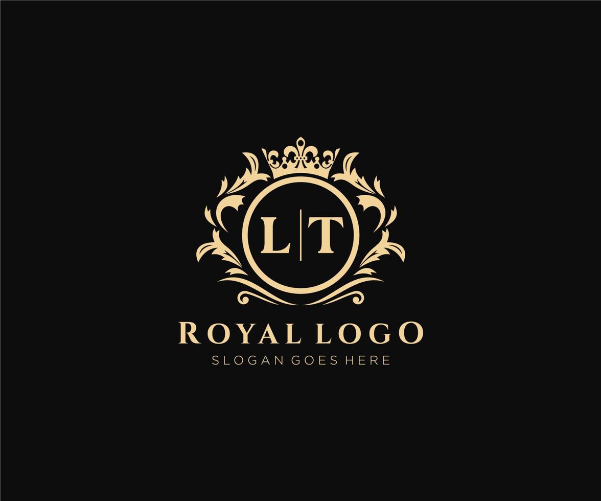 Initial LT Letter Luxurious Brand Logo Template, for Restaurant, Royalty, Boutique, Cafe, Hotel, Heraldic, Jewelry, Fashion and other vector illustration.