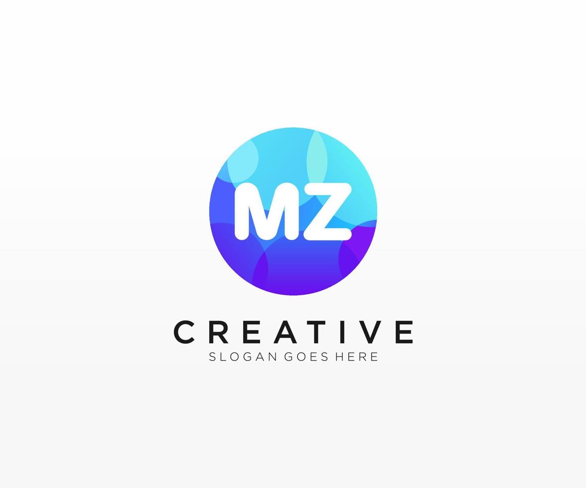MZ initial logo With Colorful Circle template vector. vector