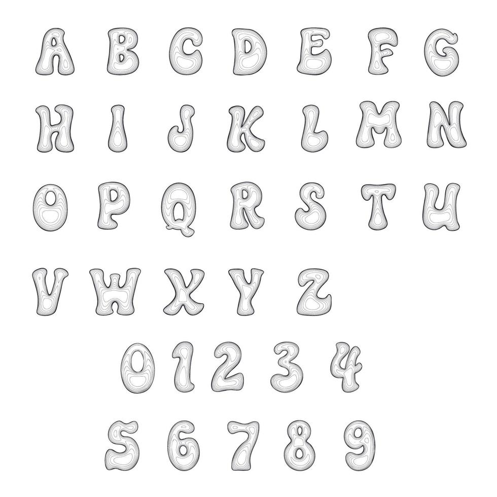 Wireframe alphabet A-Z capital letter with number. vector