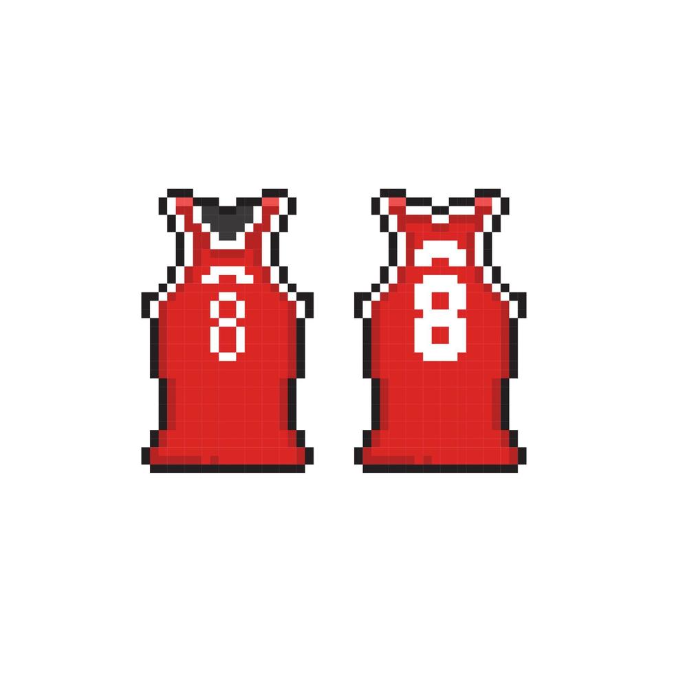 basket red jersey in pixel art style vector